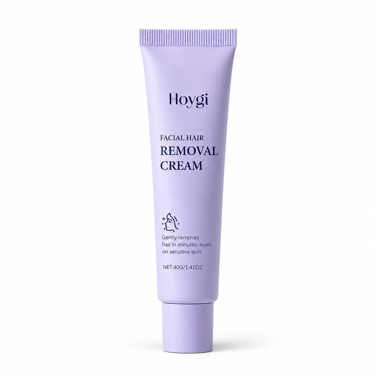 Hoygi Facial Hair Removal Cream 40 g lavender tube on a white background