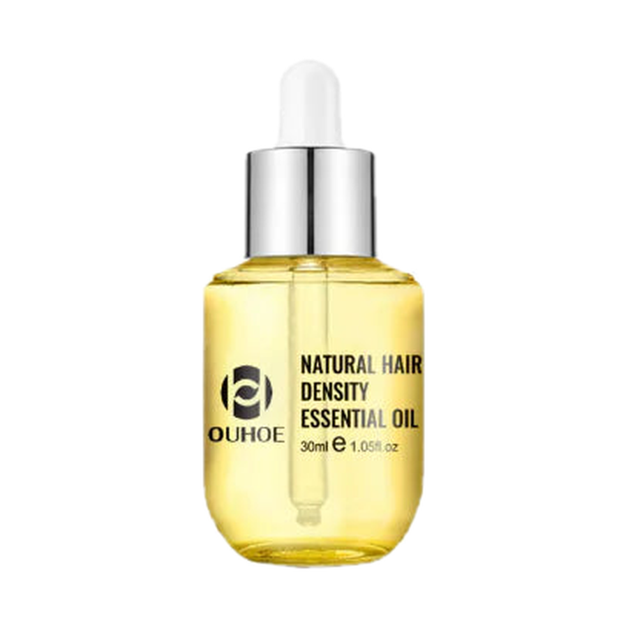 Ouhoe Natural Hair Density Essential Oil 30ml dropper bottle — single bottle, product only, centered on a pure white background