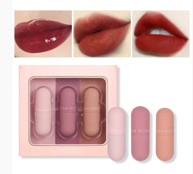 3-Piece Matte Lip Gloss Set - Non-Stick to Cup Eliya
