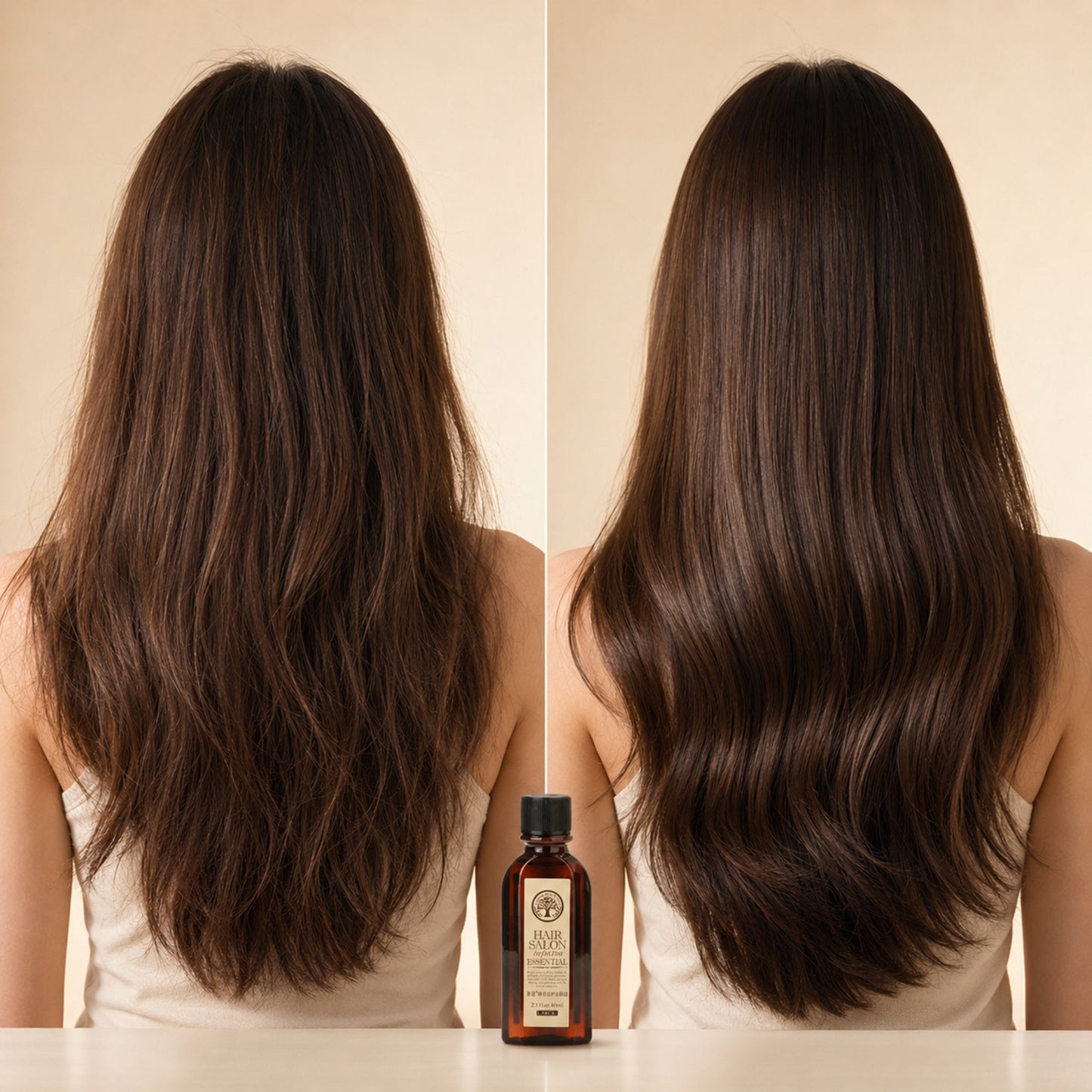 Hair Salon Argan Oil before-and-after smoothness and shine under matched light