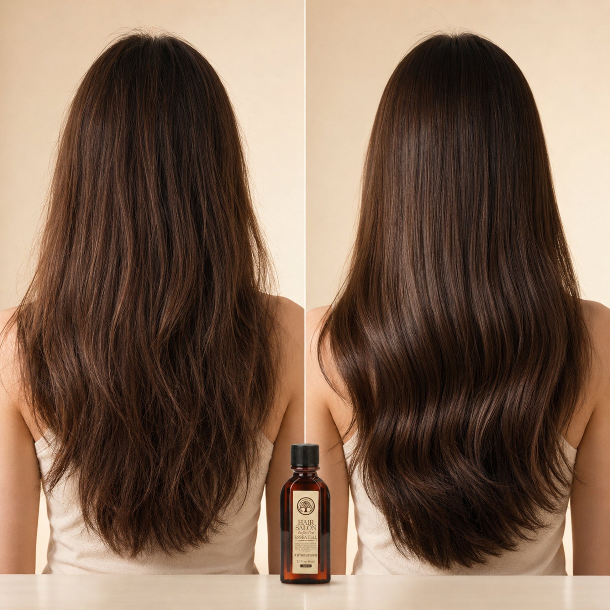 Hair Salon Argan Oil before-and-after smoothness and shine under matched light