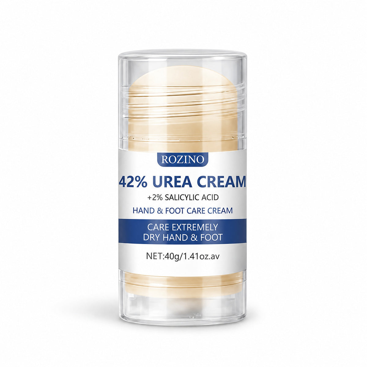 Rozino 42% Urea Cream hand and foot care stick with 2% salicylic acid, 40 g, on white