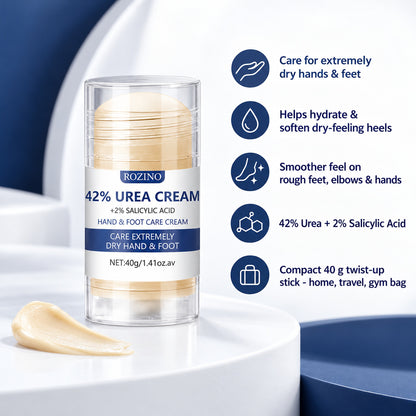 Rozino urea foot cream stick benefits: care for extremely dry hands and feet, softer heels, smoother rough feet, elbows and hands