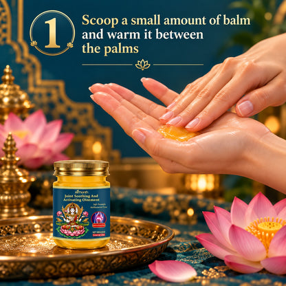 How to use step 1: scoop a small amount of balm and warm it between the palms