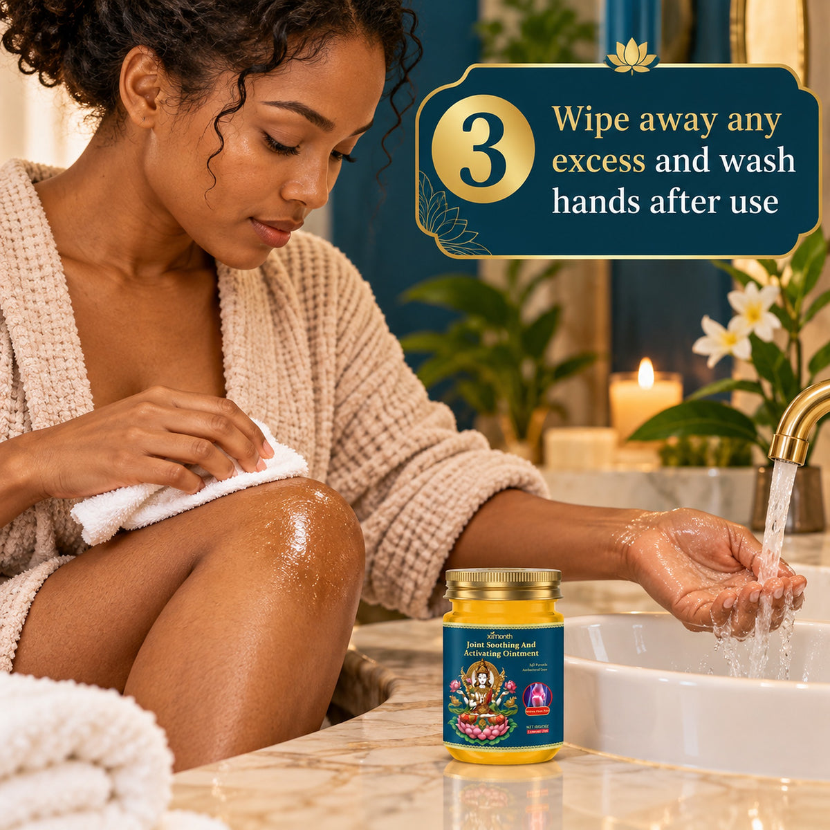 How to use step 3: wipe away any excess and wash hands after use