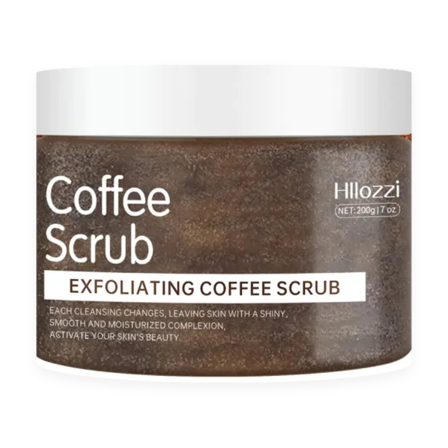 Hllozzi Exfoliating Coffee Scrub 200g jar, product only, centered on a pure white background