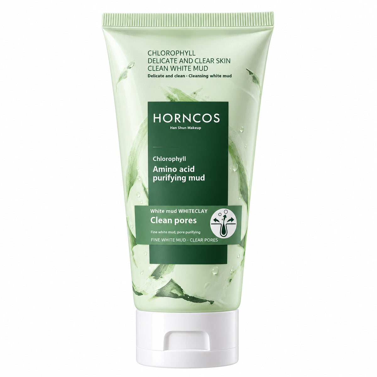 HORNCOS Chlorophyll Amino Acid Purifying Mud cleanser tube - clean white mud, clean pores