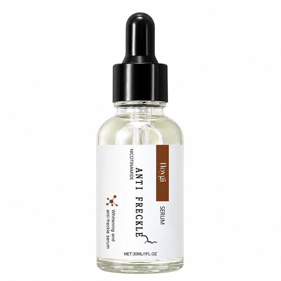 Hoygi Anti Freckle nicotinamide serum 30 ml dropper bottle on a white background