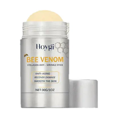 Hoygi Bee Venom Collagen Anti-Wrinkle Stick 30g with cap on a pure white background