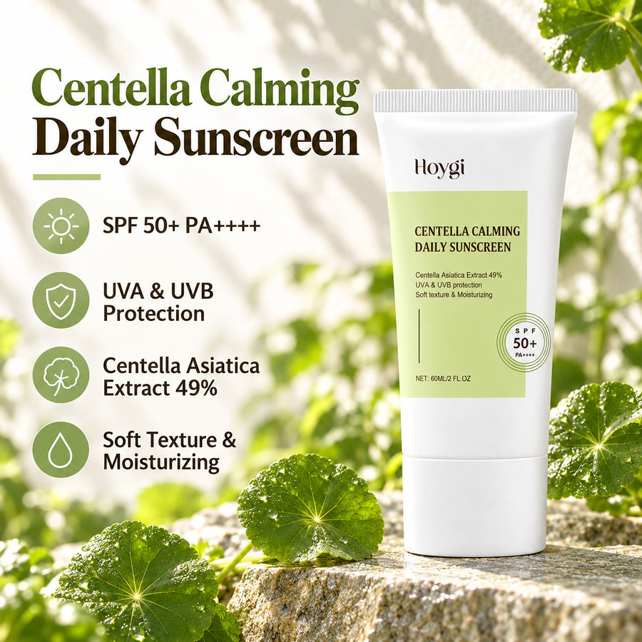 Hoygi Centella Calming Daily Sunscreen – SPF 50+ PA++++, UVA & UVB protection, Centella Asiatica Extract 49%, soft texture & moisturizing