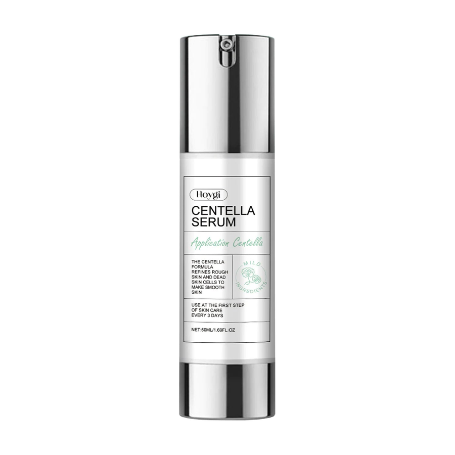 Hoygi Centella Serum 50ml airless pump bottle alone on a pure white background