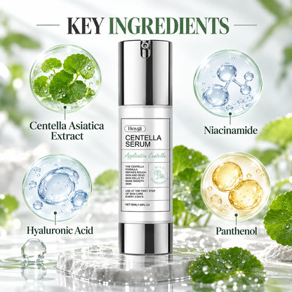 Key ingredients of the Hoygi Centella Serum: centella asiatica extract, niacinamide, hyaluronic acid, panthenol