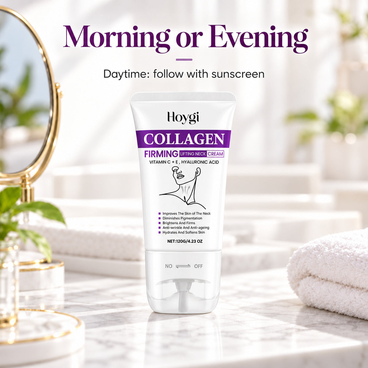 Morning or evening neck care - follow with sunscreen in the daytime
