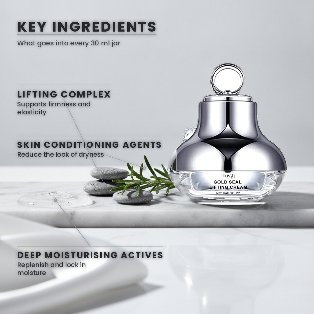 Hoygi Gold Seal Lifting Cream — key ingredients: lifting complex, deep moisturising actives, skin conditioning agents