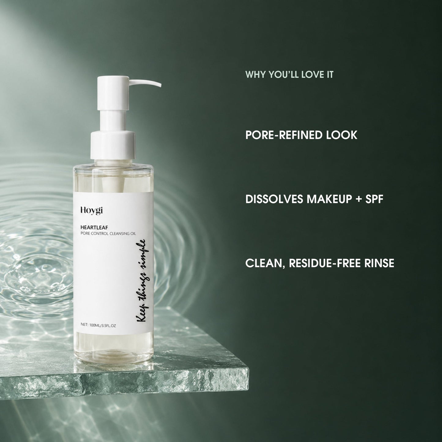 Hoygi cleansing oil benefits: pore-refined look, makeup removal and clean rinsing