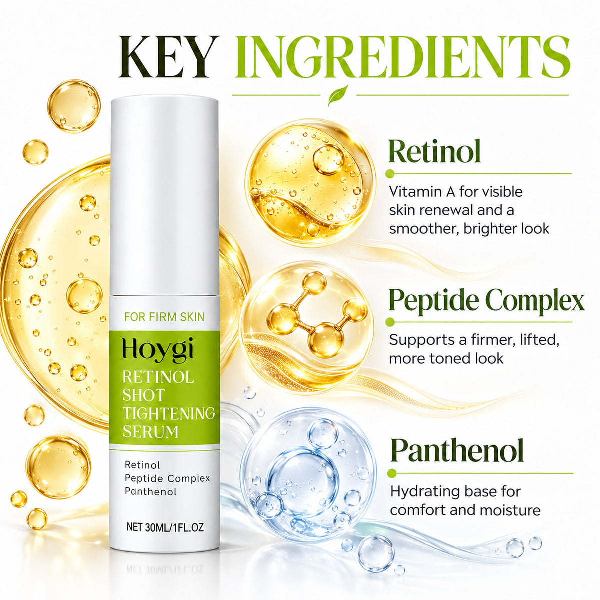 Key ingredients: retinol, peptide complex and panthenol