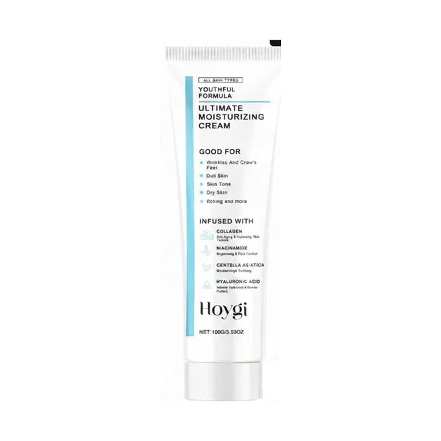 Hoygi Youthful Formula Ultimate Moisturizing Cream 100g tube, centered product-only hero on pure white