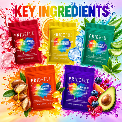 Key ingredients: collagen and retinol, vitamin C and hyaluronic acid, tea tree and aloe, argan and vitamin E, fruit extract and avocado oil
