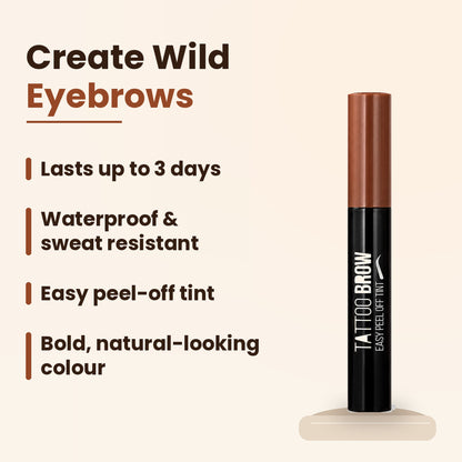 Create wild eyebrows – lasts up to 3 days, waterproof and sweat resistant, easy peel-off tint, bold natural-looking colour
