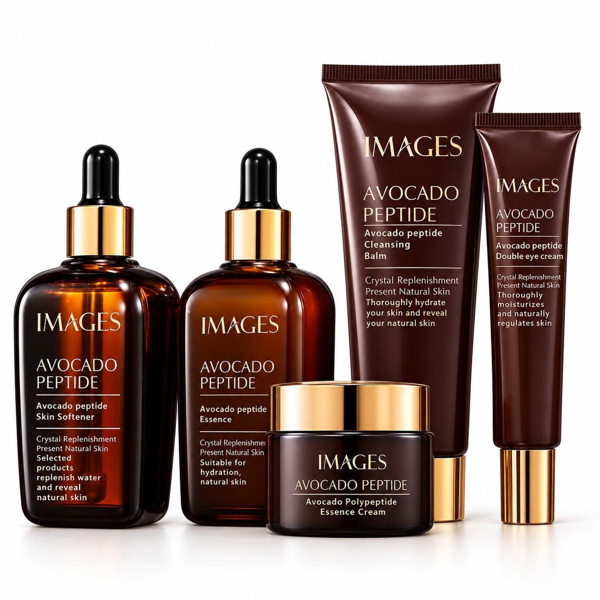 IMAGES Avocado Peptide 5-piece skincare set: skin softener, essence, essence cream, cleansing balm and double eye cream