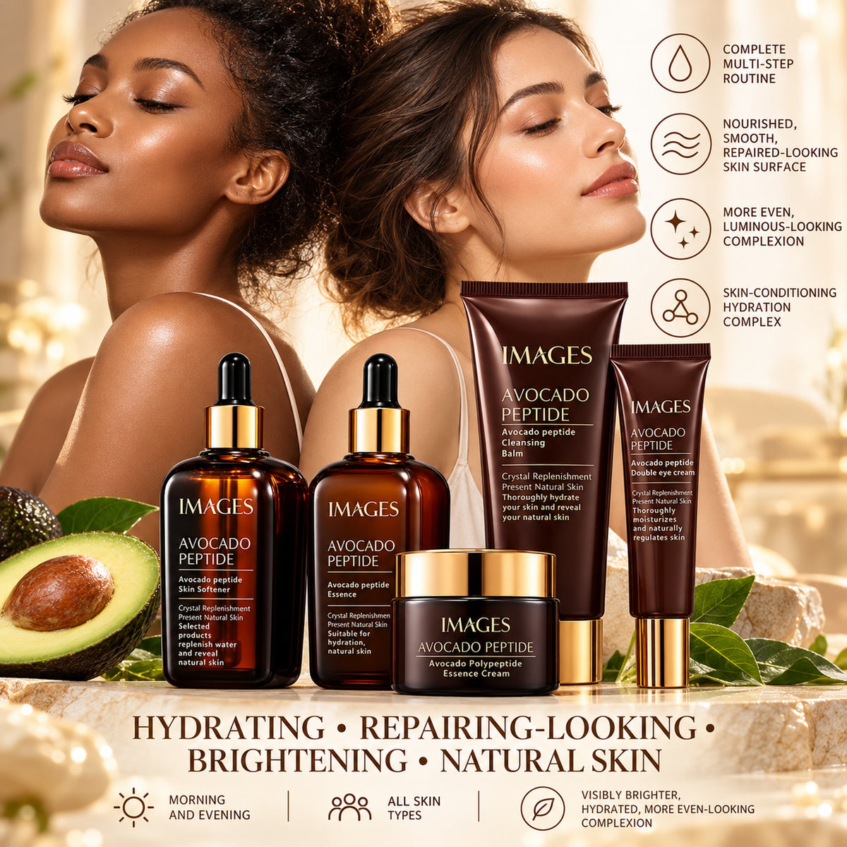 Hydrating, repairing-looking, brightening skincare set for a visibly brighter, more even-looking complexion