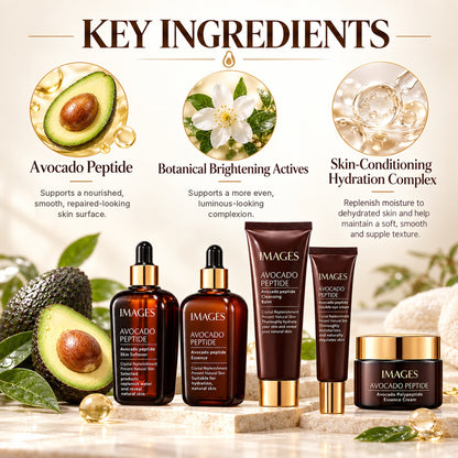 Key ingredients: avocado peptide, botanical brightening actives and skin-conditioning hydration complex