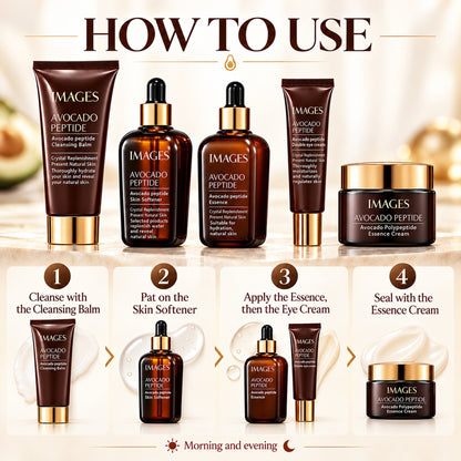 How to use the Avocado Peptide set in 4 steps, morning and evening