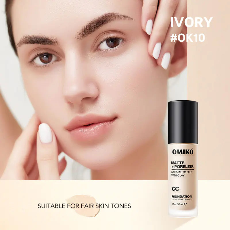 Matte Poreless CC Foundation in OK10# IVORY