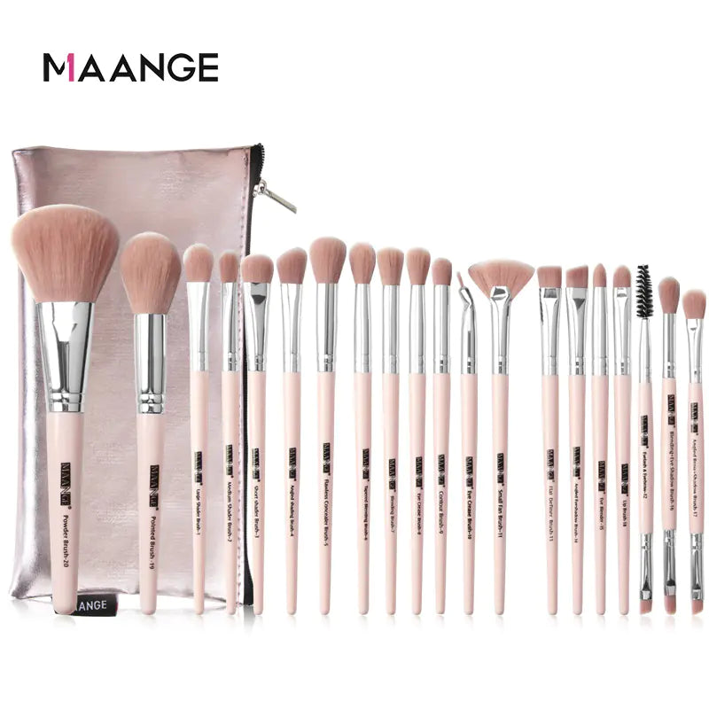 20-Piece Makeup Brush Set with Carrying Bag in Pink