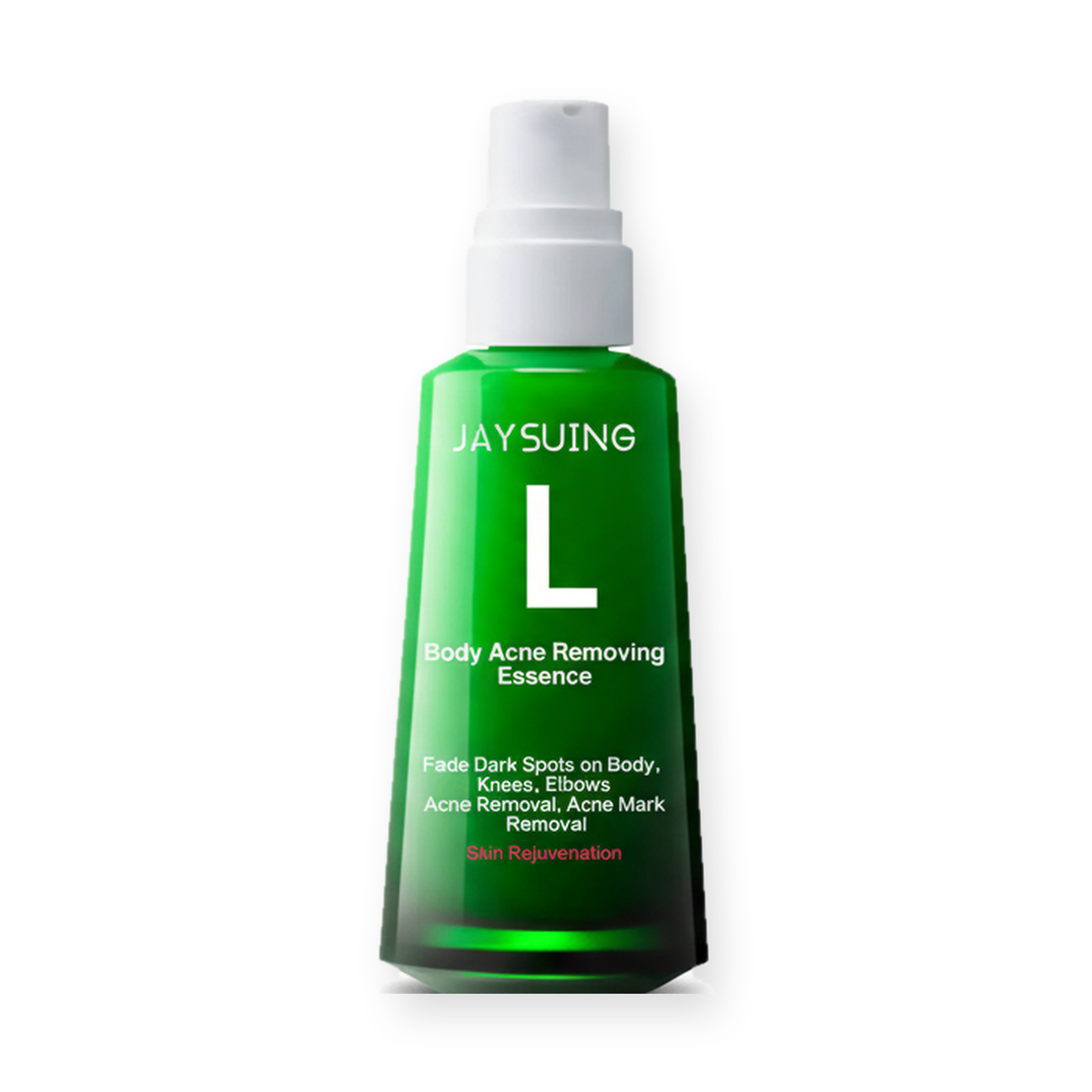JAYSUING Body Acne Removing Essence, 30ml — bottle alone on a pure white background with a soft studio shadow