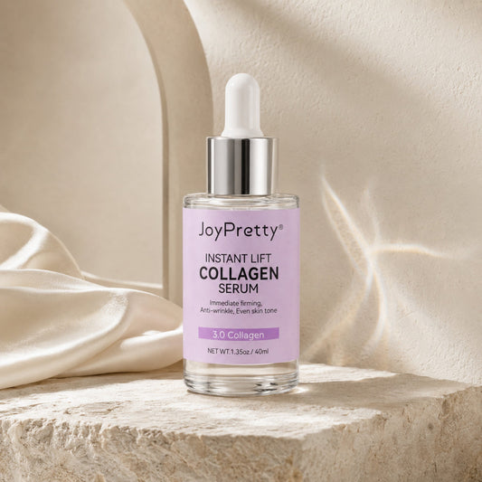 JoyPretty Collagen Serum in a warm cream limestone three-quarter product shot
