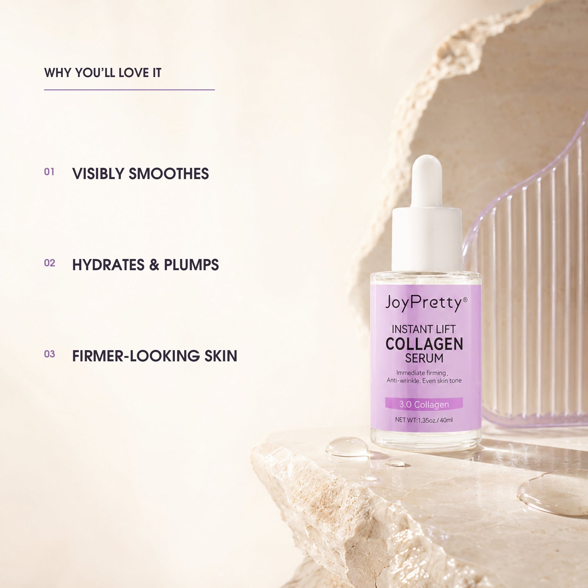 JoyPretty serum benefits: visibly smoother, hydrated and firmer-looking skin