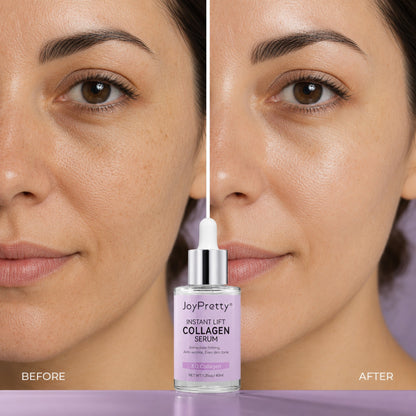 JoyPretty Collagen Serum before-and-after hydration appearance under matched light