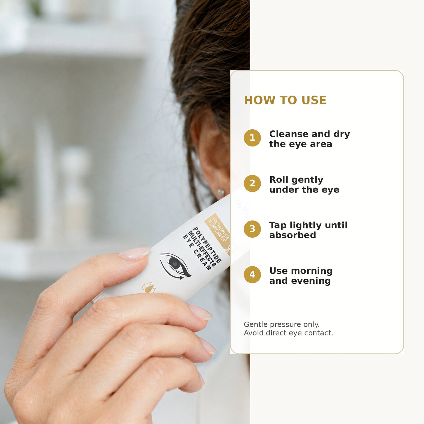 JoyPretty polypeptide eye cream how-to-use steps for gentle under-eye application