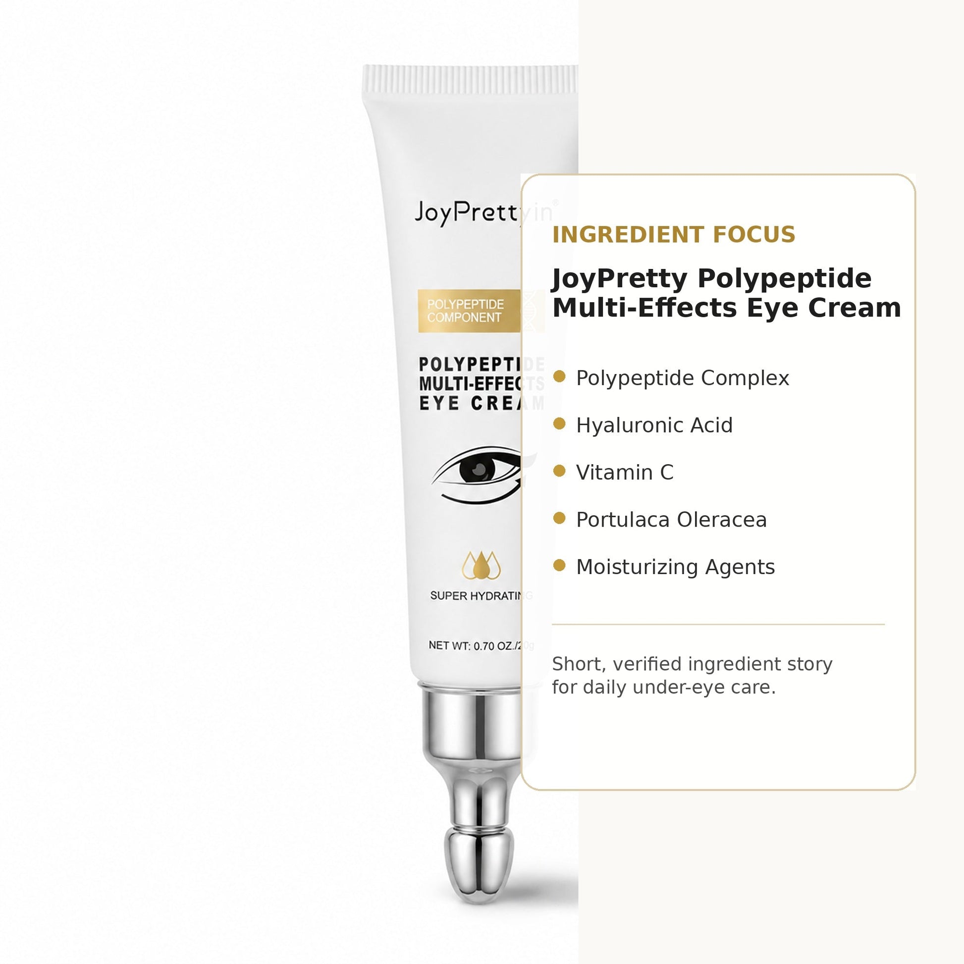 JoyPretty polypeptide eye cream ingredient focus with peptides and hydrating actives