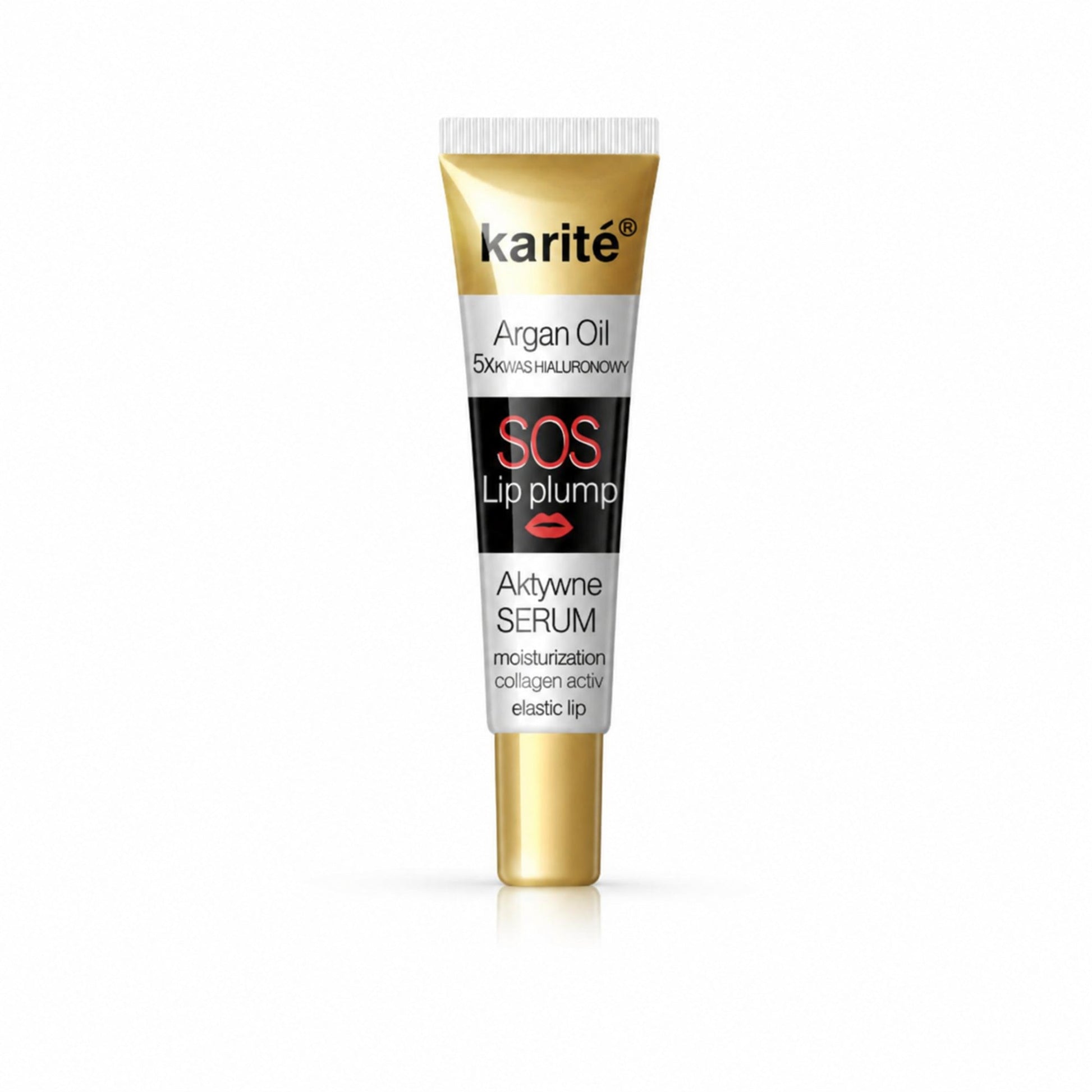 Karité Argan Oil Lip Plumper tube alone on white with a soft realistic shadow