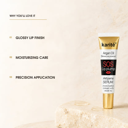 Karité lip serum benefits: glossy finish, moisturizing care and precise application