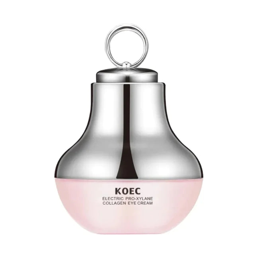 KOEC Electric Pro-Xylane Collagen Eye Cream bottle, centered product-only hero on pure white