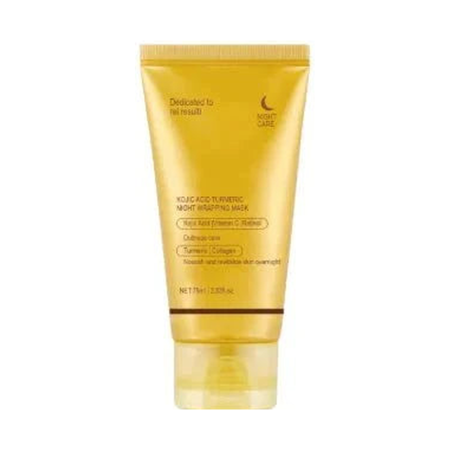 Kojic Acid Turmeric Night Wrapping Mask 75ml tube, centered product-only hero on pure white