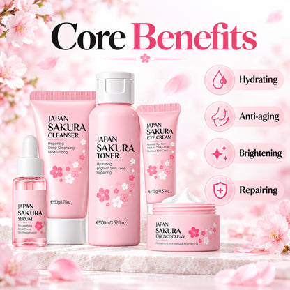 Sakura skincare kit benefits: hydrating, anti-aging, brightening, repairing