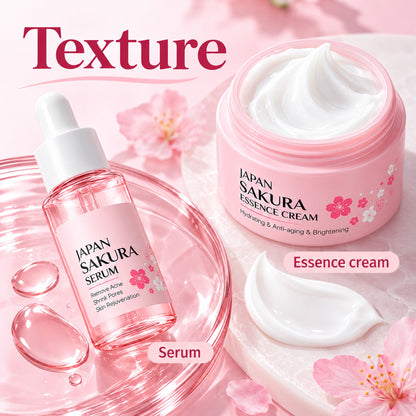 Sakura serum drop and whipped essence cream texture