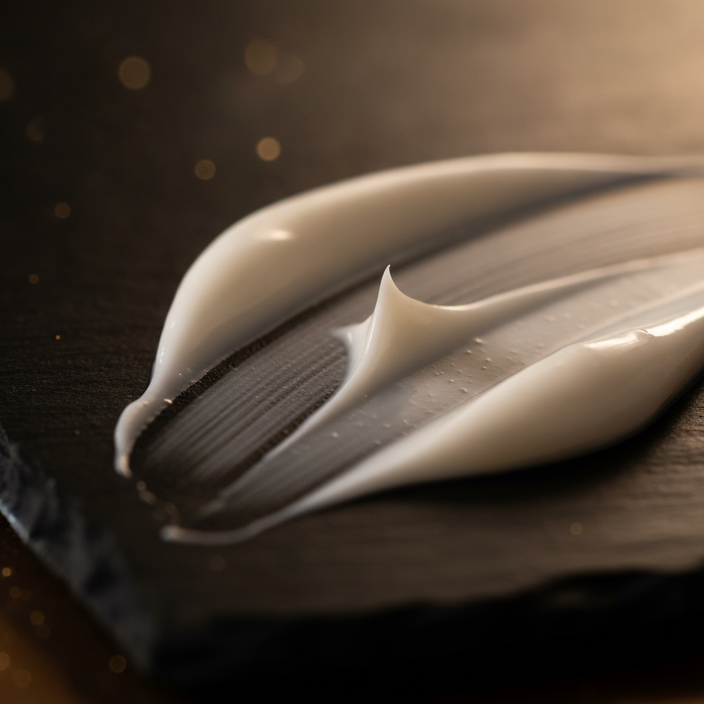 Firming Lifting Neck Cream with AH-8 Hexapeptide — macro of the lightweight ivory cream texture
