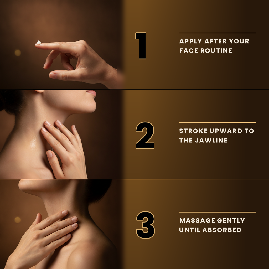 Firming Lifting Neck Cream with AH-8 Hexapeptide — how to use in three steps