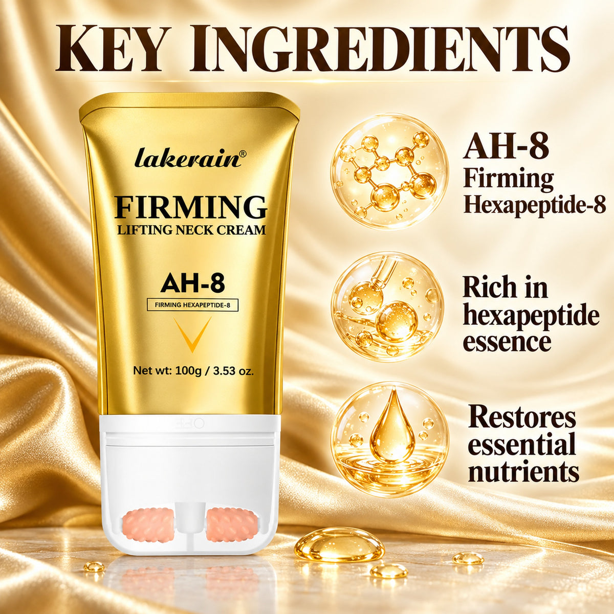 Key ingredients: AH-8 Firming Hexapeptide-8, rich in hexapeptide essence, restores essential nutrients