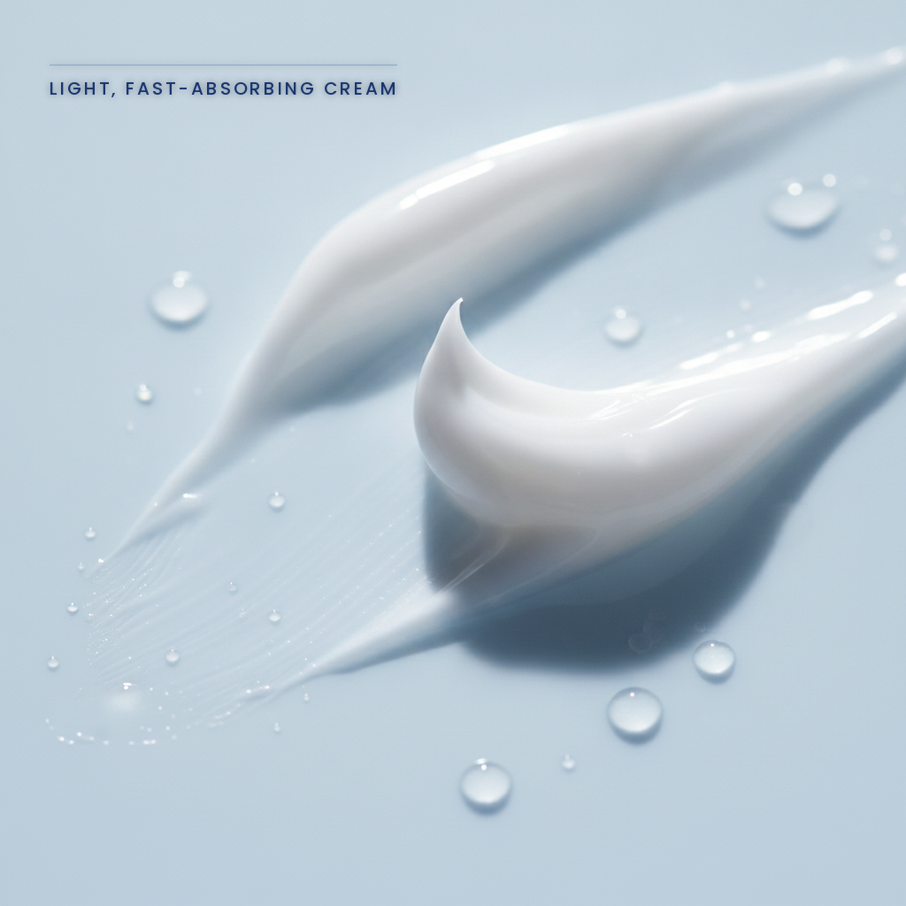 Lakerain Glow Daily Cream — macro of the light, fast-absorbing cream texture