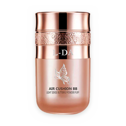 L-DA Air Cushion BB butterfly powder puff foundation, centred on a pure white background