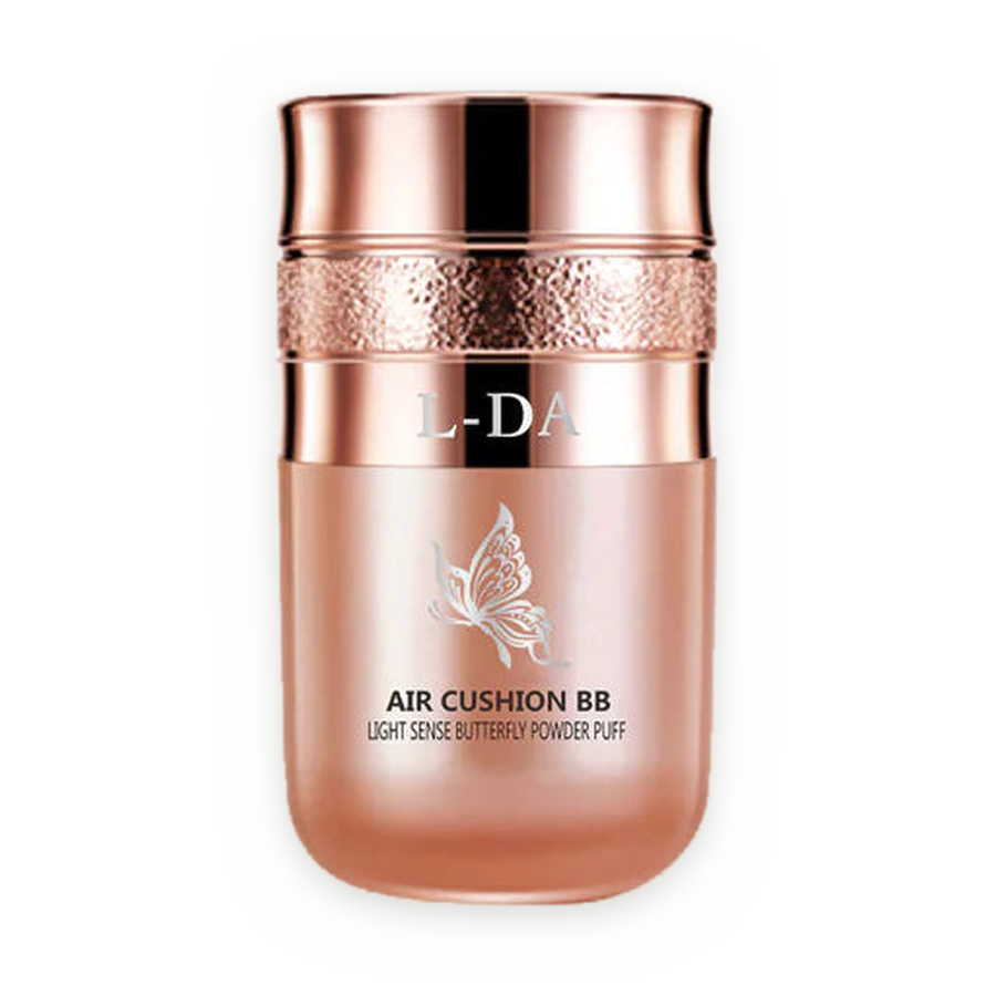 L-DA Air Cushion BB butterfly powder puff foundation, centred on a pure white background