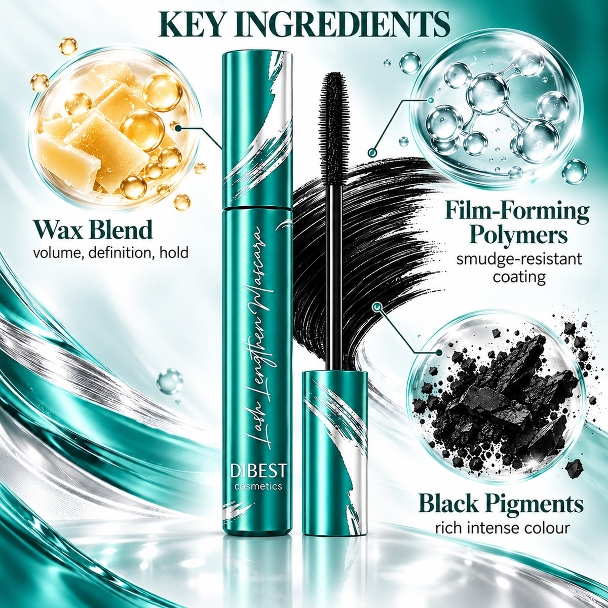 Key ingredients: wax blend, film-forming polymers and black pigments