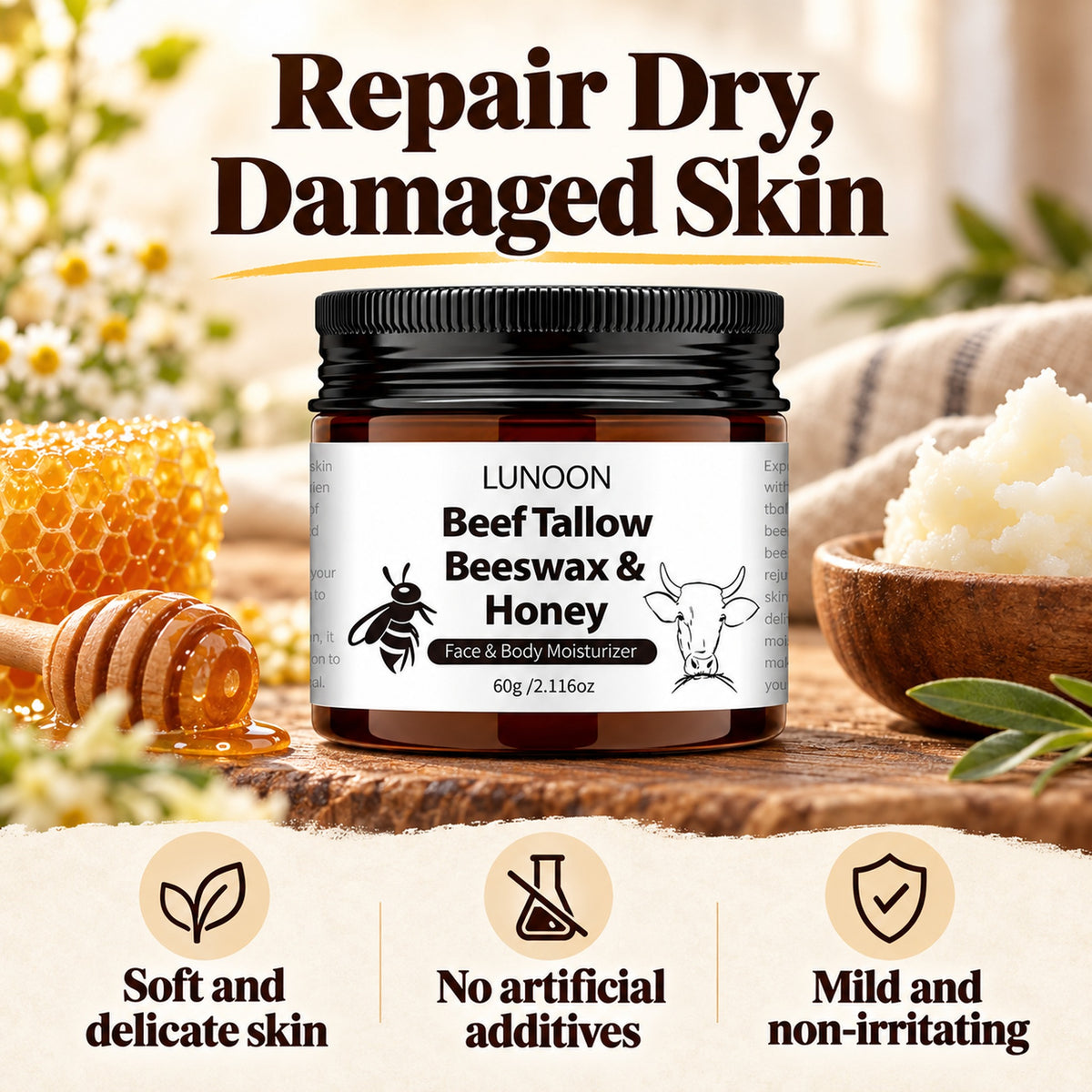 Repair dry, damaged skin: soft and delicate skin, no artificial additives, mild and non-irritating