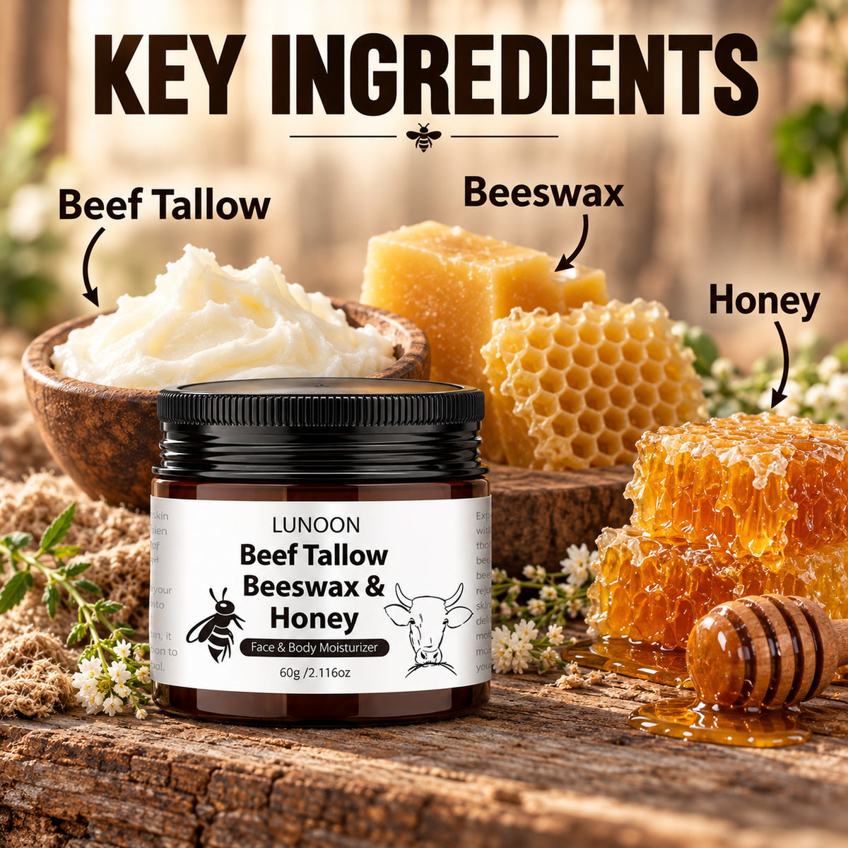 Key ingredients: beef tallow, beeswax and honey